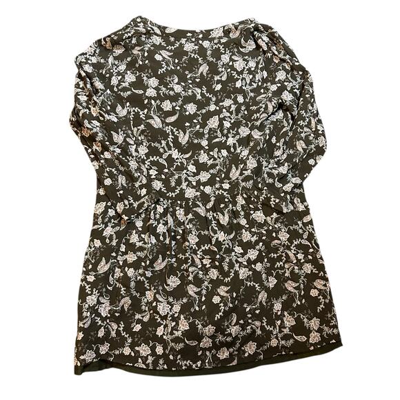 Garnet Hill Green Drop Waist Shirtdress 16 Boho Cottage Floral Viscose Crepe - Picture 6 of 6